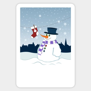 Snowman and Stocking Christmas Sticker